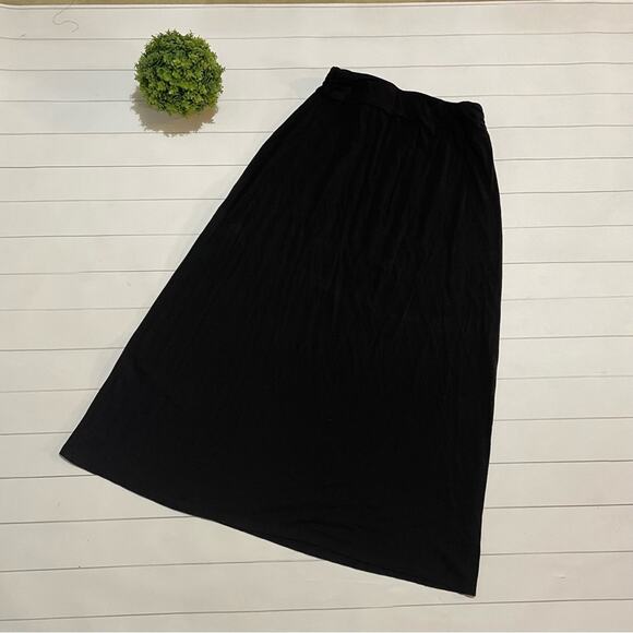 Liz Claiborne Black Jersey Knit Long Modest Midi Maxi Skirt Women’s Small Petite - Picture 1 of 8